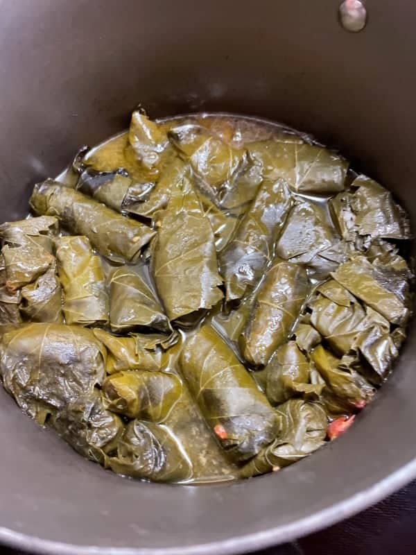 Lebanese Stuffed Grape Leaves with Lamb