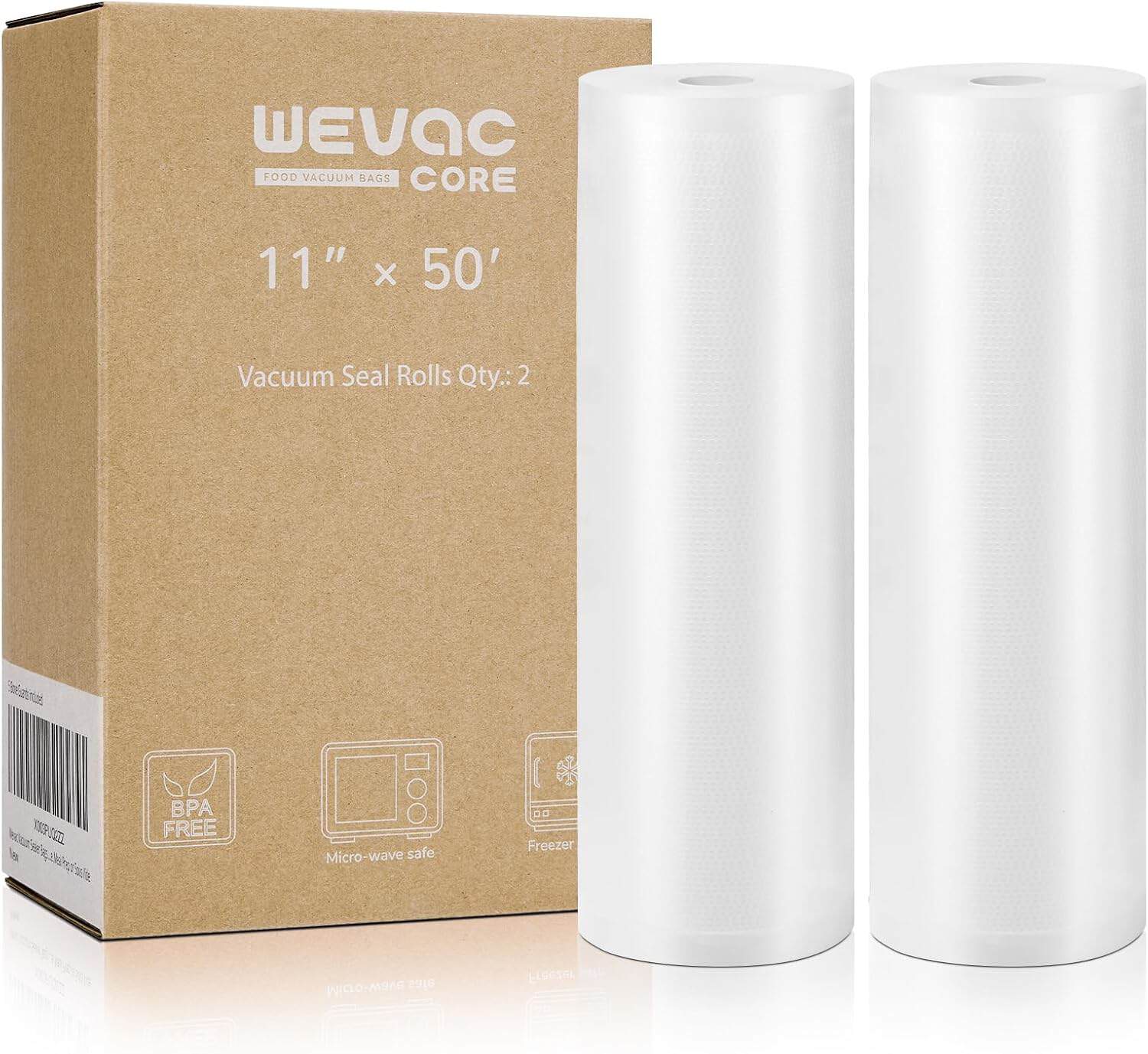 Vacuum Sealer Bags for Food 11x50 2 Rolls